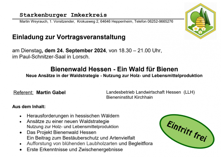 Vortragsveranstaltung Bienenwald Hessen